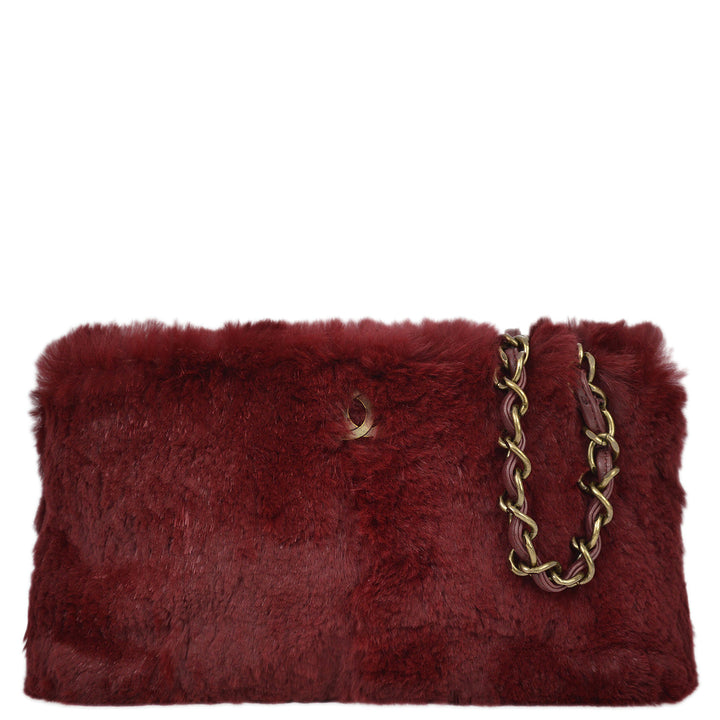 Top Quality Chanel 2000-2001 Chain Tote Bag Bordeaux Fur