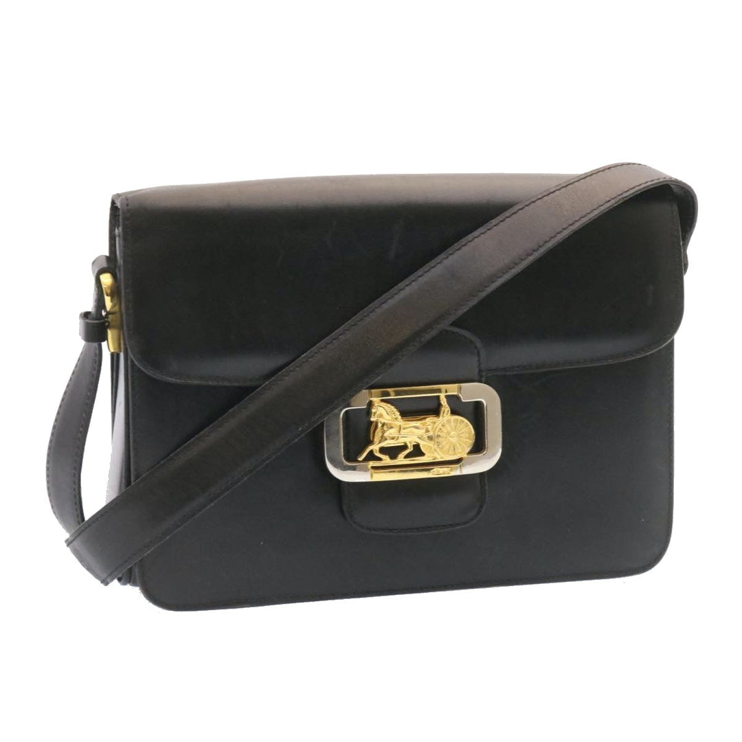 Celine Horse Carriage Shoulder Bag Leather Black  26712