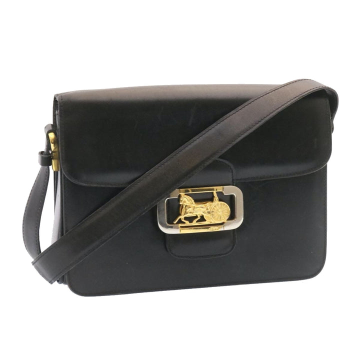 Celine Horse Carriage Shoulder Bag Leather Black  26712