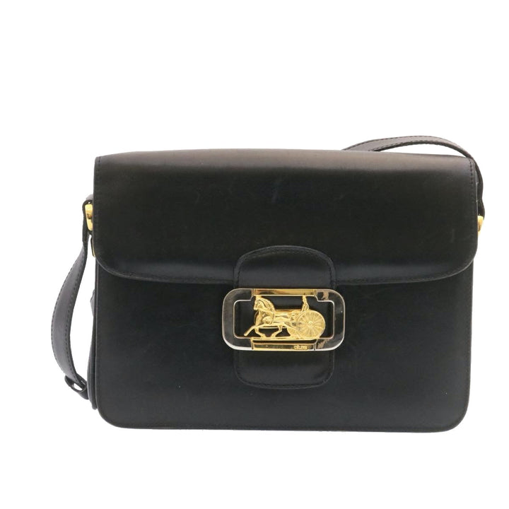 Celine Horse Carriage Shoulder Bag Leather Black  26712