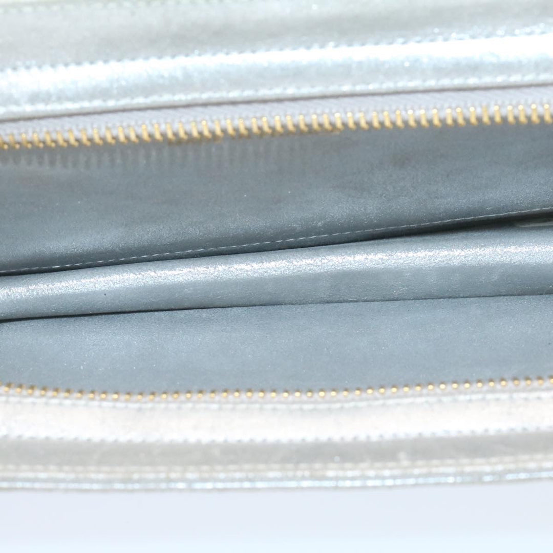 Top Quality Chanel Clutch Bag Leather Silver CC Auth 26857A