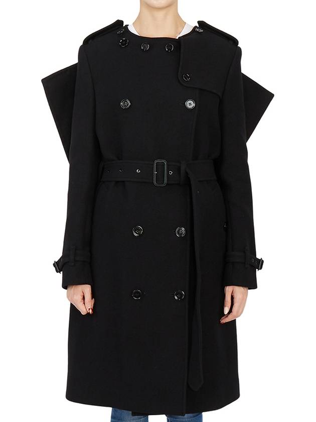 Burberry WoMen's Panel Detail Cashmere Wool Blend Trench Coat Black