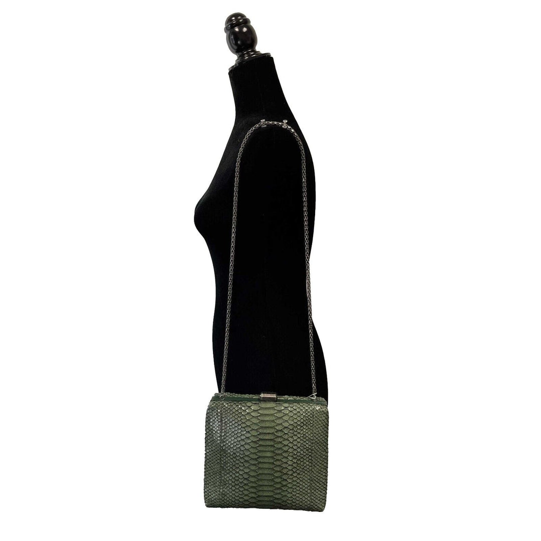 Chanel - Python Snakeskin Green CC Kiss lock Shoulder Bag / Crossbody