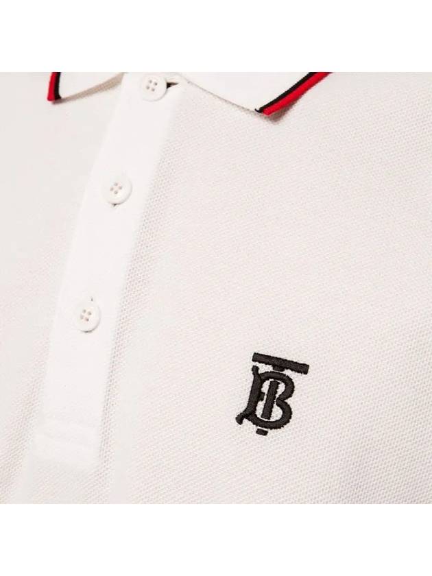 Burberry Icon Stripe Placket Cotton Short Sleeve Polo Shirt White
