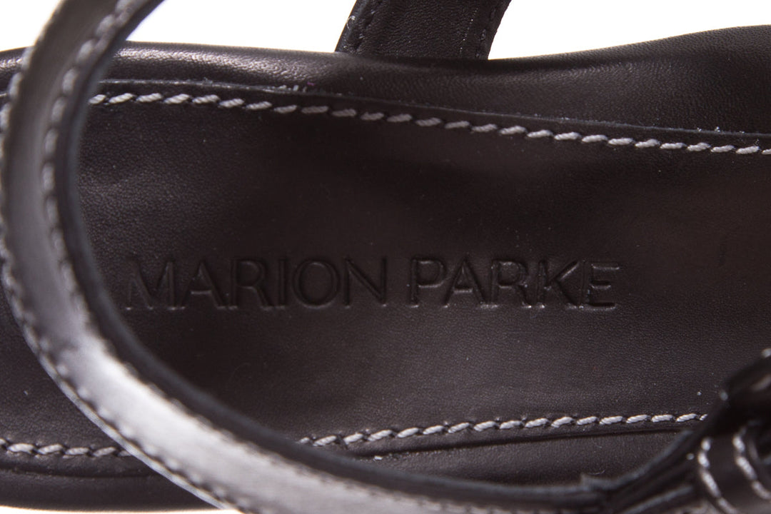 Marion Parke Black Leather Sandals SZ 39