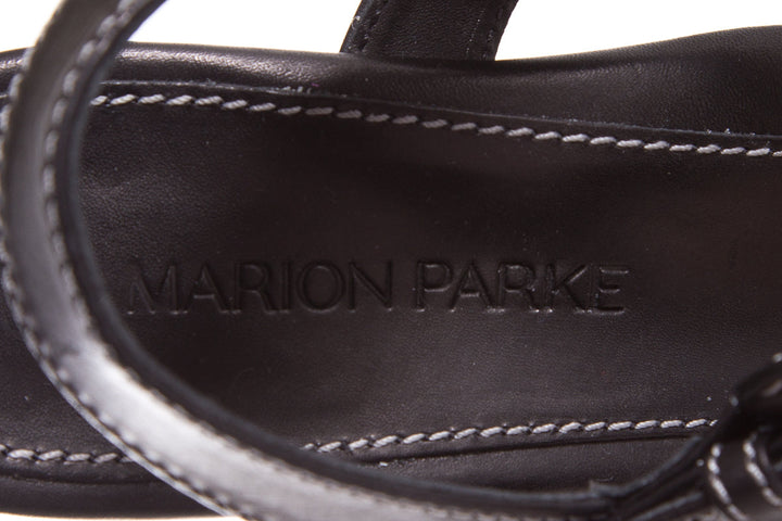 Marion Parke Black Leather Sandals SZ 39