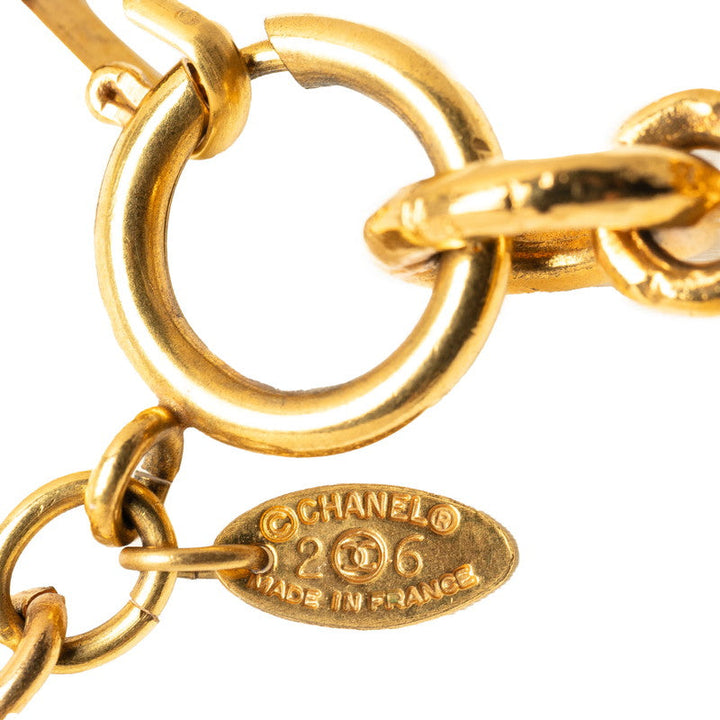 Top Quality Chanel Vintage Necklace Stone in Green Gold Plating Ladies
