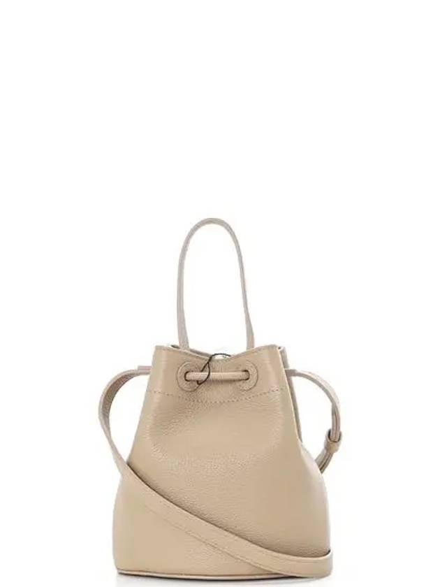 Burberry Logo Leather Mini Bucket Bag Beige