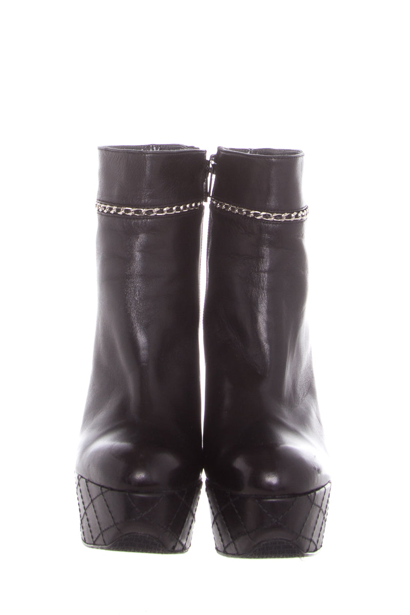 Stuart Weitzman Black Platform Chain Detail Booties SZ 6