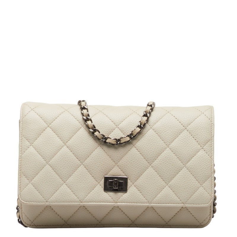 Top Quality Chanel Matrasse 2.55 Single Flap Long Wallet Chain Wallet White Caviar S  CHANEL