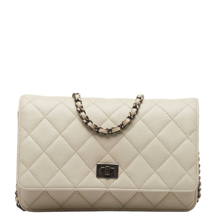 Top Quality Chanel Matrasse 2.55 Single Flap Long Wallet Chain Wallet White Caviar S  CHANEL