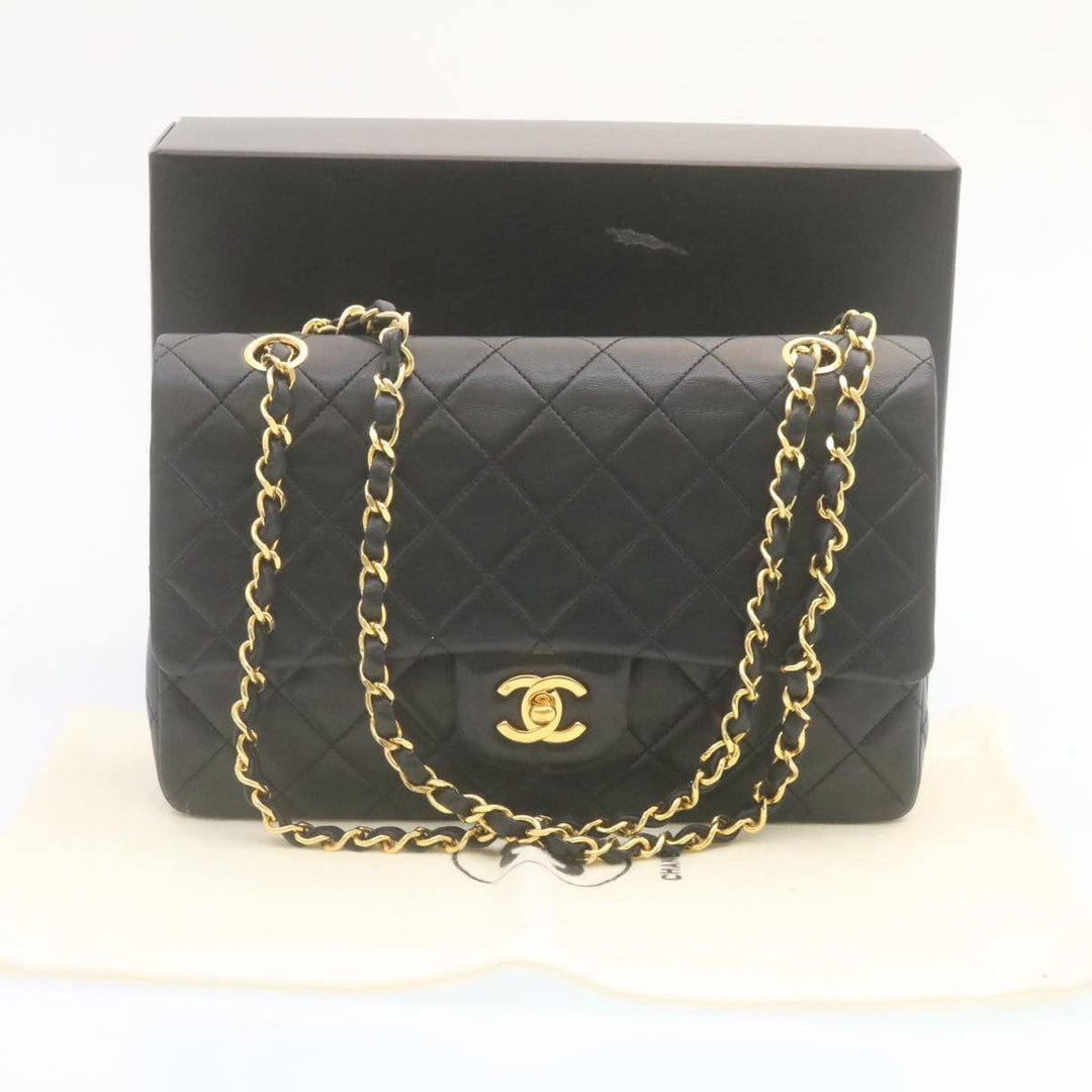 Top Quality Chanel Classic Matelasse 25 Chain New Shoulder Bag Lamb Skin Black Auth 27848A