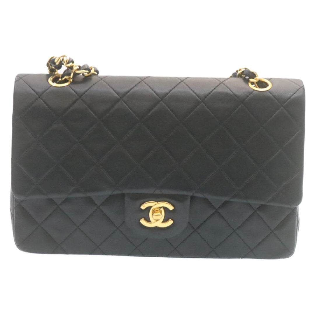 Top Quality Chanel Classic Matelasse 25 Chain New Shoulder Bag Lamb Skin Black Auth 27848A