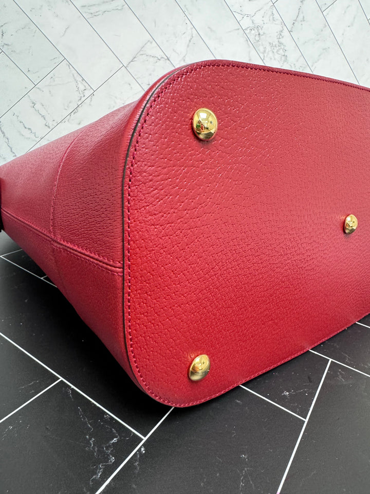 LIKE NEW- Gucci Red Savoy Web Bowling Tote