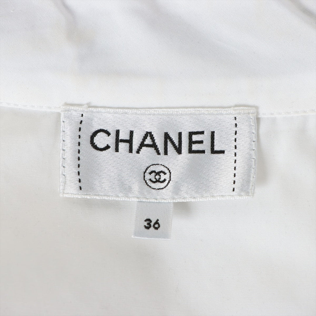 Top Quality Chanel Coconut Button Cotton X Silk  36  Black X White P73408