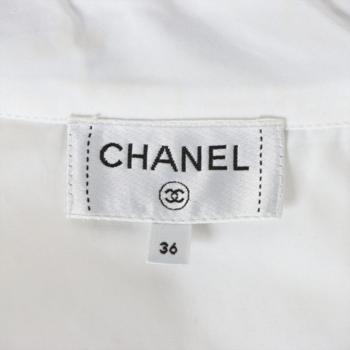 Top Quality Chanel Coconut Button Cotton X Silk  36  Black X White P73408