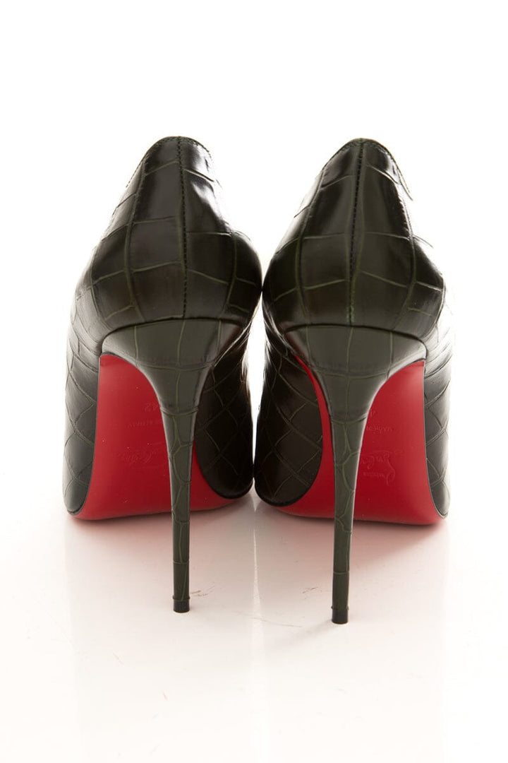 Christian Louboutin Green Crocodile Embossed Heels SZ 42