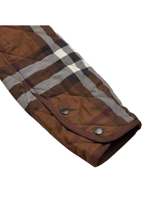Burberry Check Stripe Quilted Bomber Jacket Brown