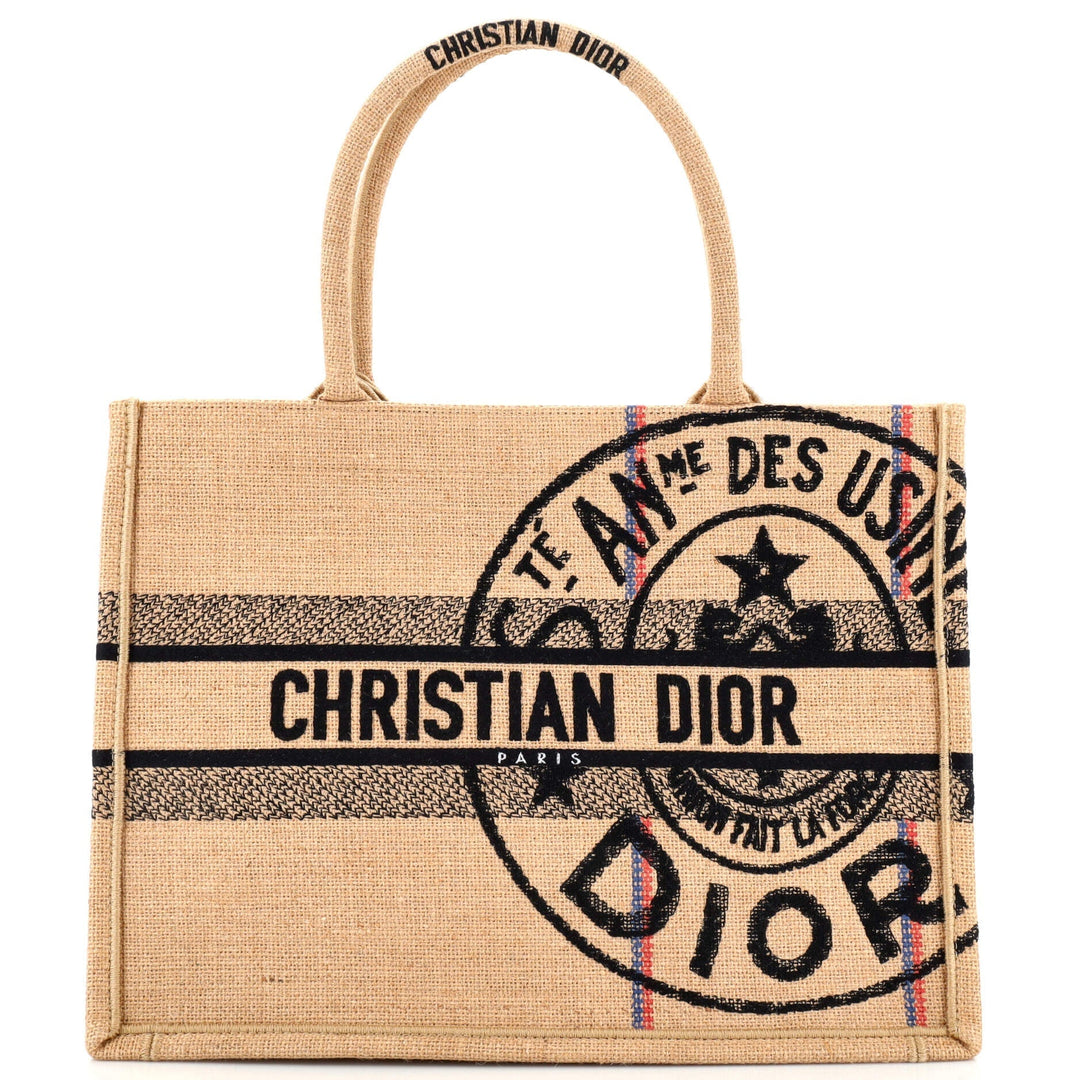 Top quality Dior Book Tote Cannage Embroidered Raffia Medium