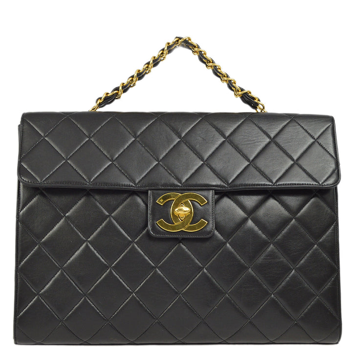 Top Quality Chanel Black Lambskin Briefcase Business Handbag