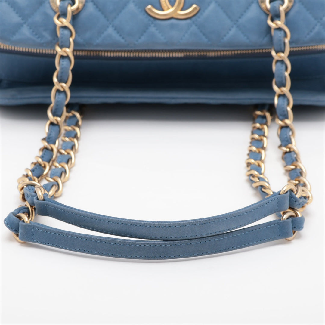 Top Quality Chanel Matrasse  Leather Chain Handbag  Blue Gold  15th