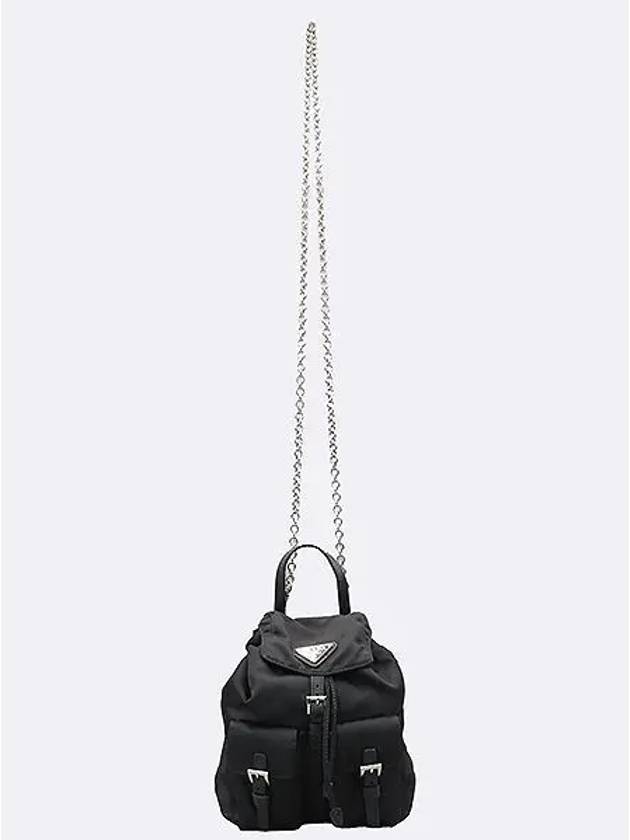 1BH029 Black color Re nylon mini backpack chain cross bag