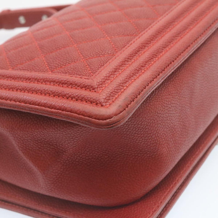 Chanel Boy  Matelasse Chain New Shoulder Bag Leather Red CC Auth 28281A