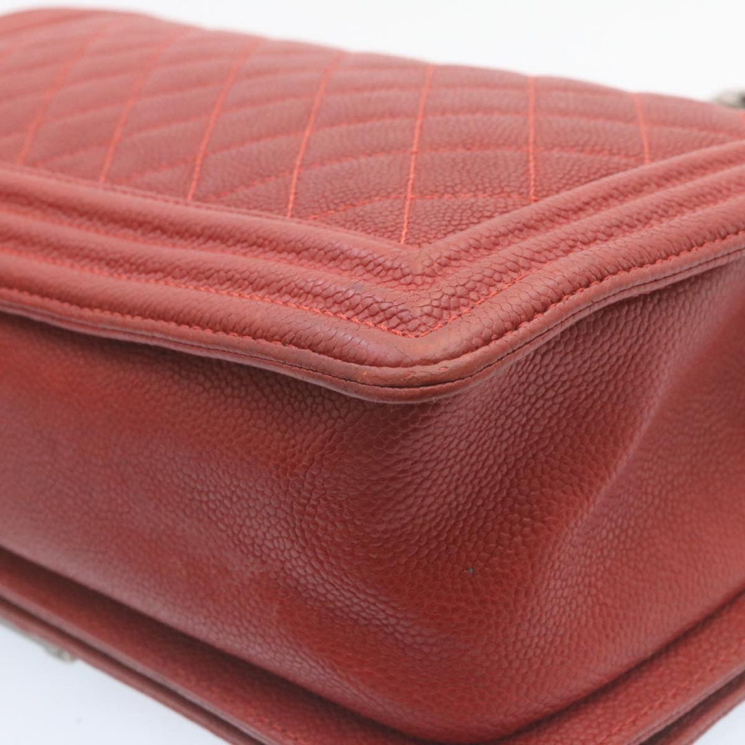 Chanel Boy  Matelasse Chain New Shoulder Bag Leather Red CC Auth 28281A