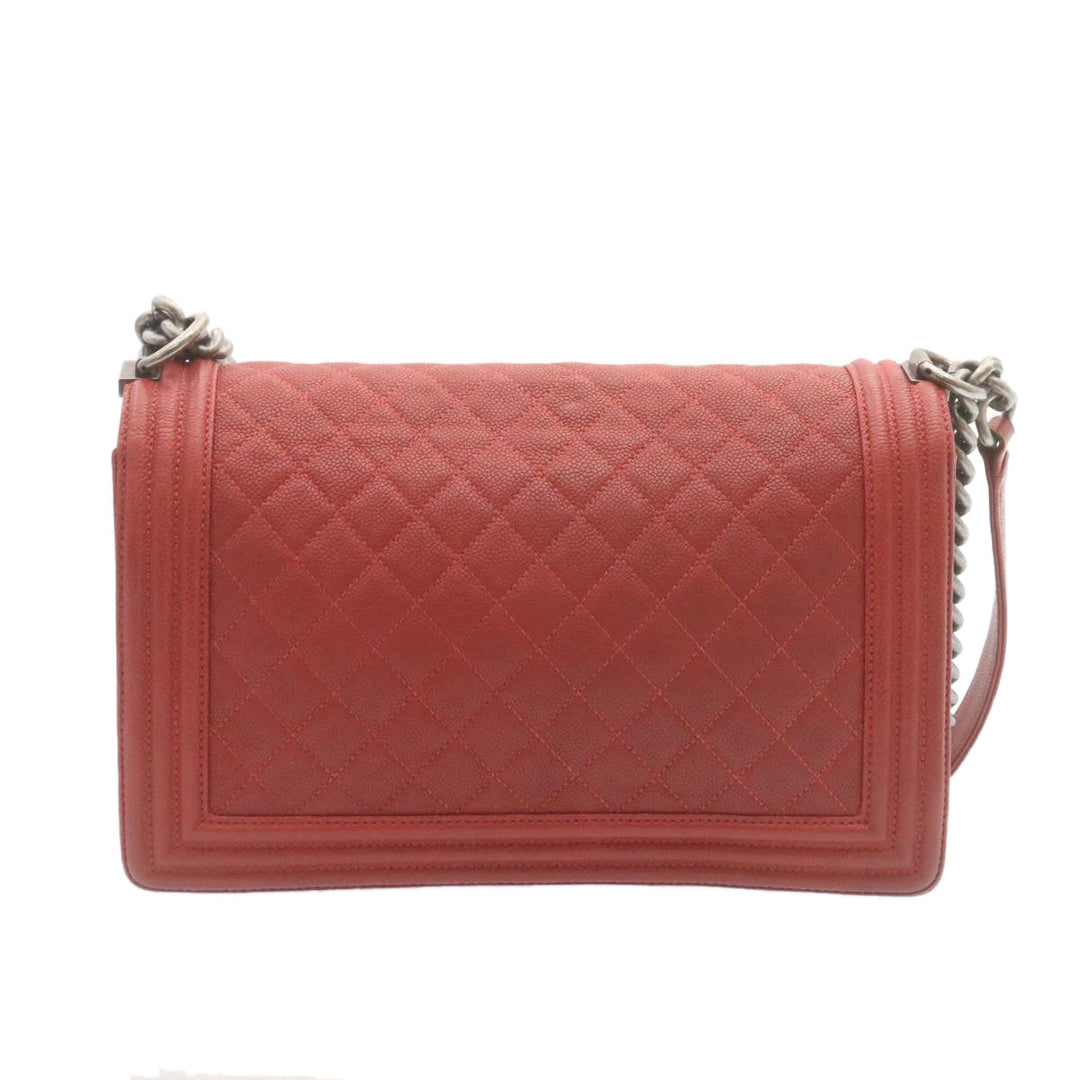 Chanel Boy  Matelasse Chain New Shoulder Bag Leather Red CC Auth 28281A