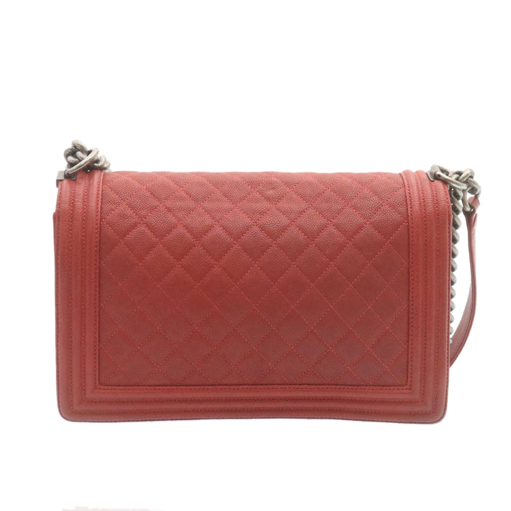 Chanel Boy  Matelasse Chain New Shoulder Bag Leather Red CC Auth 28281A