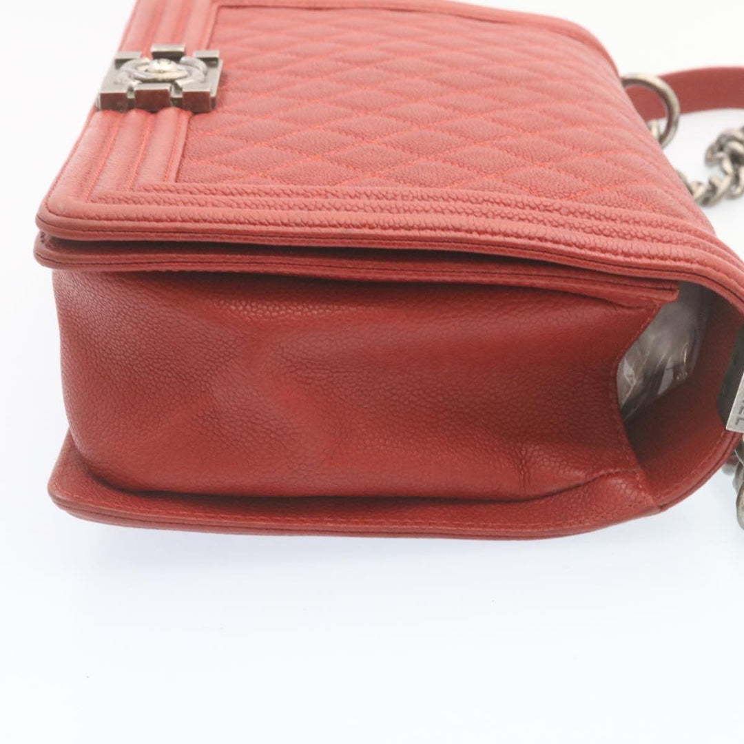 Chanel Boy  Matelasse Chain New Shoulder Bag Leather Red CC Auth 28281A
