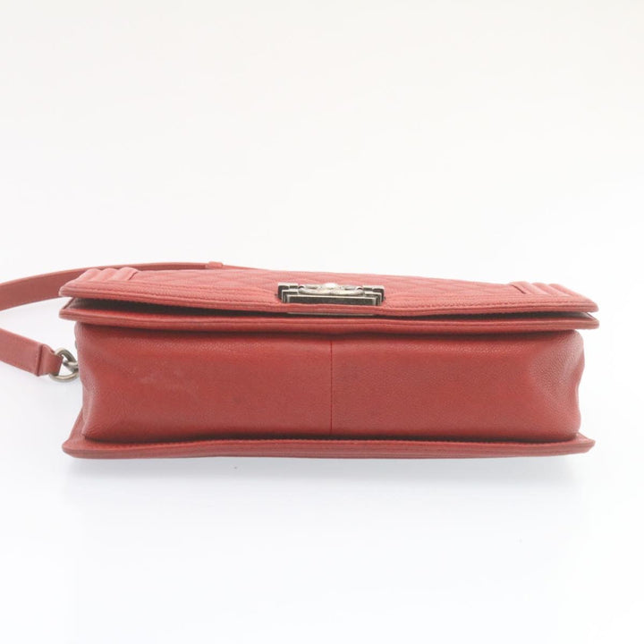Chanel Boy  Matelasse Chain New Shoulder Bag Leather Red CC Auth 28281A