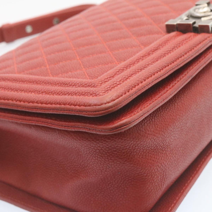 Chanel Boy  Matelasse Chain New Shoulder Bag Leather Red CC Auth 28281A