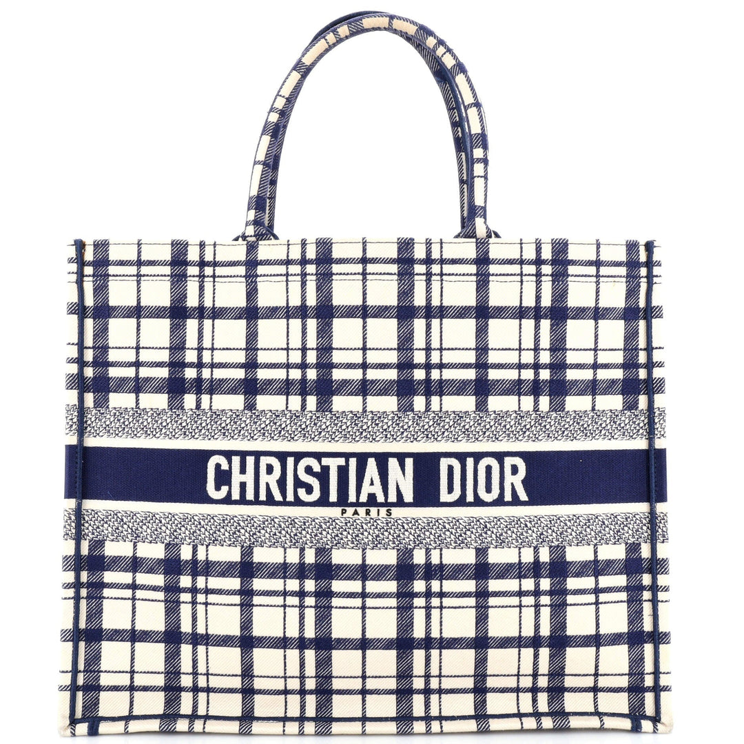 Top quality Dior Book Tote Tartan Check Canvas Large