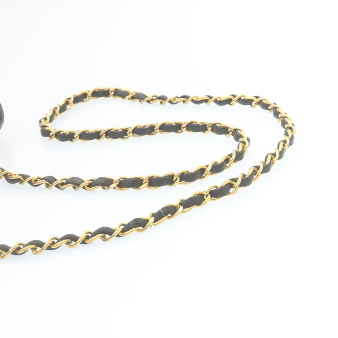 Top Quality Chanel Chain Turn Lock Diana Matelasse Shoulder Bag Lamb Skin Black Auth 28470A