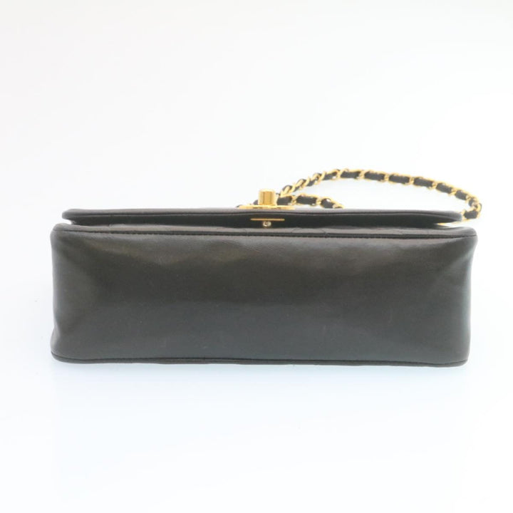 Top Quality Chanel Chain Turn Lock Diana Matelasse Shoulder Bag Lamb Skin Black Auth 28470A