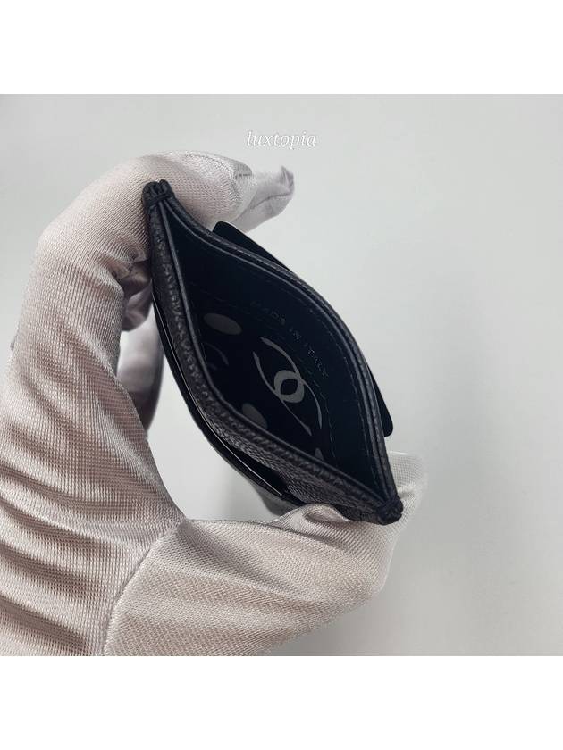 24P Coco Lettering CC Logo Card Slot Caviar Black AP3835 Chanel