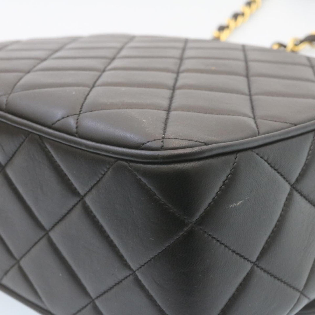 Top Quality Chanel Matelasse Chain New Shoulder Bag Lamb Skin Black Gold CC Auth 28632A