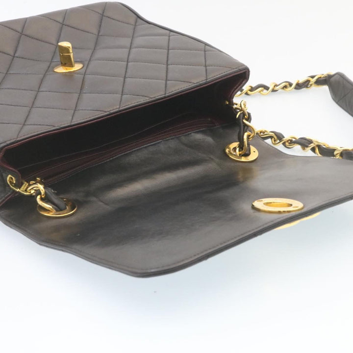 Top Quality Chanel Matelasse Chain New Shoulder Bag Lamb Skin Black Gold CC Auth 28632A