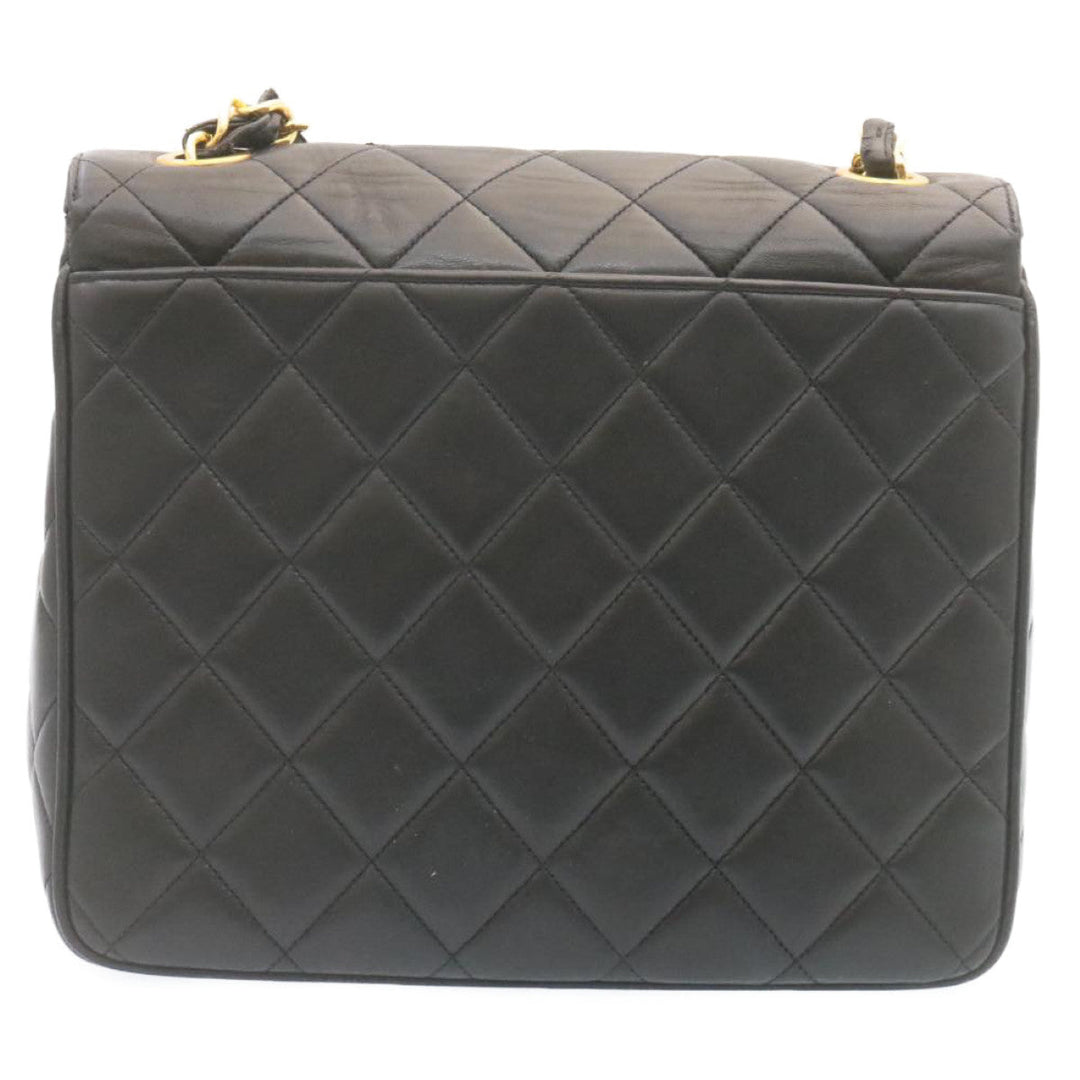Top Quality Chanel Matelasse Chain New Shoulder Bag Lamb Skin Black Gold CC Auth 28632A