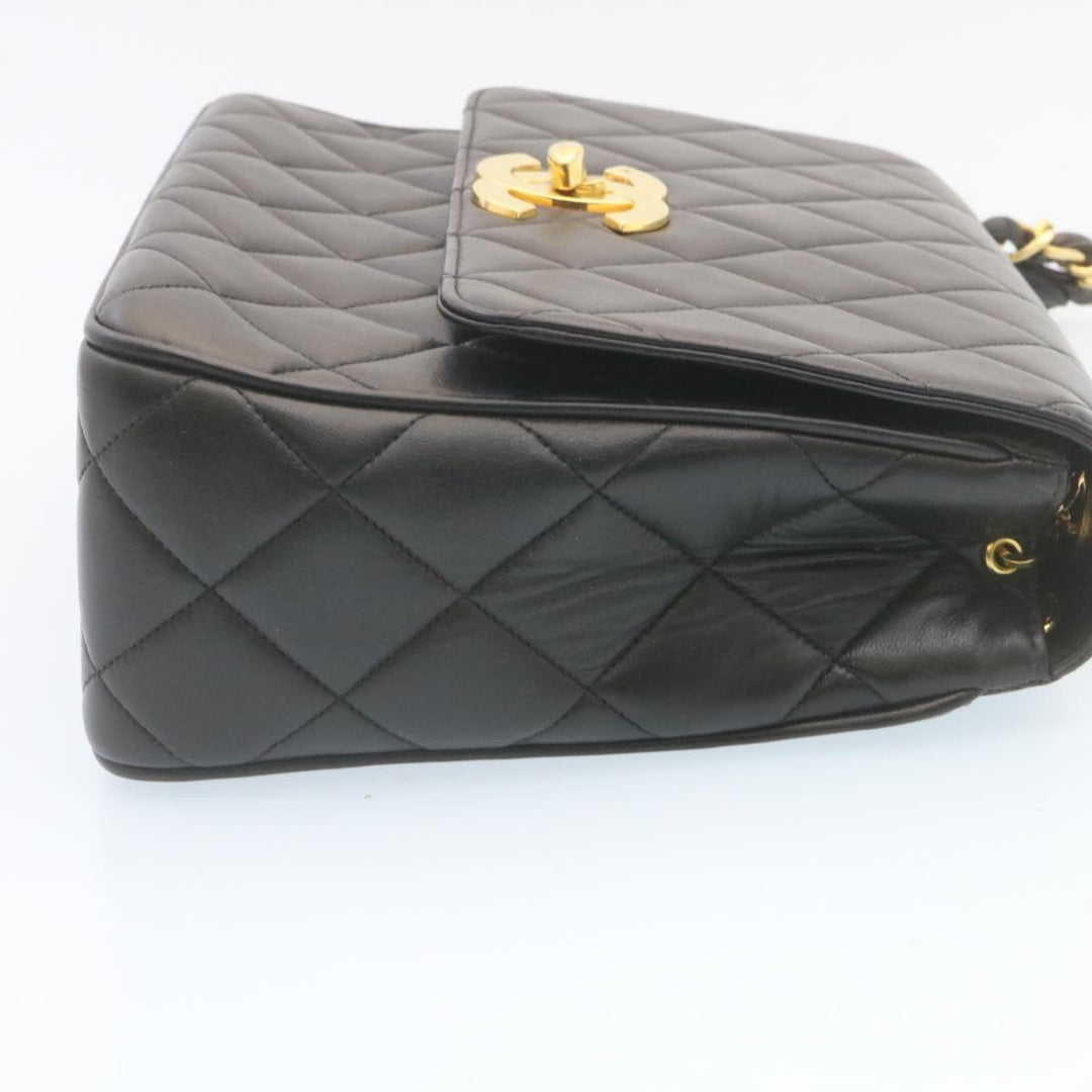 Top Quality Chanel Matelasse Chain New Shoulder Bag Lamb Skin Black Gold CC Auth 28632A