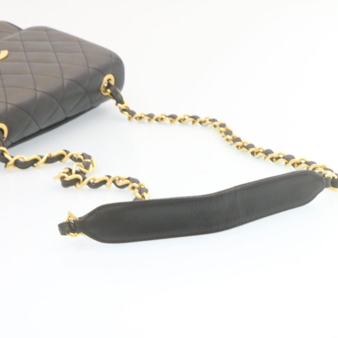 Top Quality Chanel Matelasse Chain New Shoulder Bag Lamb Skin Black Gold CC Auth 28632A