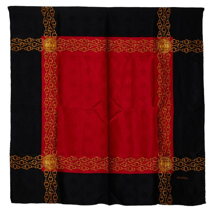 Top Quality Chanel Cocomark Chain carf Black Red Multicolor Silk  Chanel