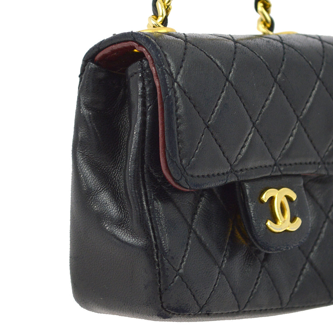Top Quality Chanel Black Lambskin Classic Flap Micro Bag