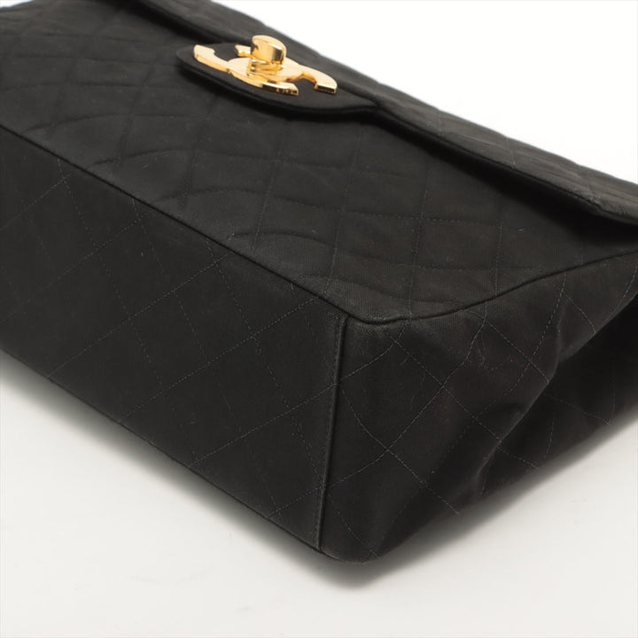 Top Quality Chanel Decamatrasse Cotton Single Flap Double Chain Bag Black Gold  2nd