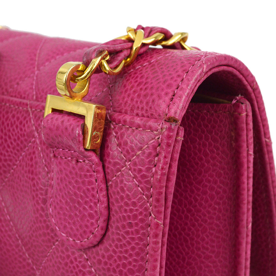 Top Quality Chanel * 1991-1994 Pink Caviar Mini Straight Flap Bag