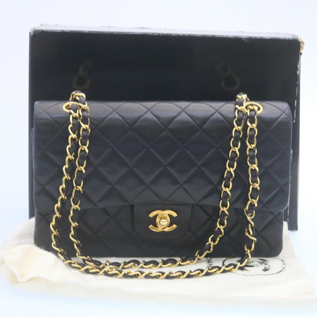 Top Quality Chanel Classic Matelasse 25 Chain New Shoulder Bag Lamb Skin Black Auth 29001A