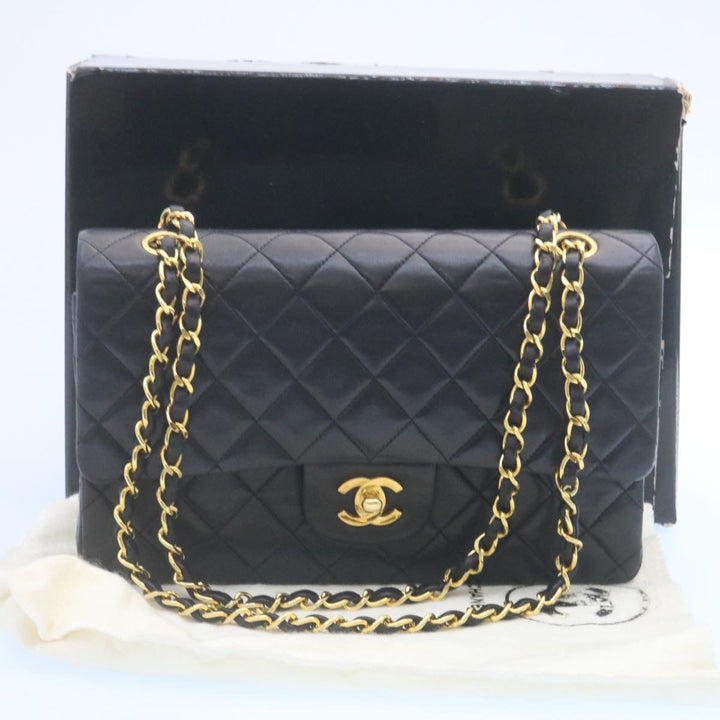 Top Quality Chanel Classic Matelasse 25 Chain New Shoulder Bag Lamb Skin Black Auth 29001A