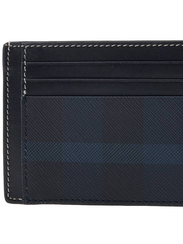 Burberry Check Print Money Clip Card Wallet Navy