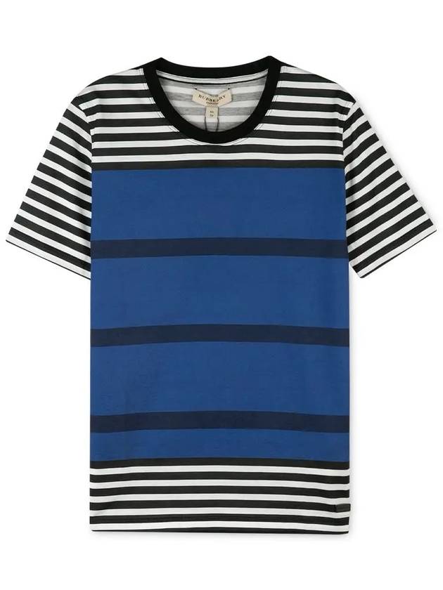 Burberry Men's Striped Short Sleeve T-Shirt Blue
